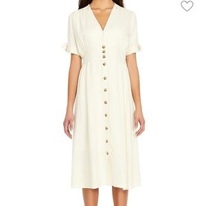 Medium cream Buffalo David Bitton v-neck linen button up dress